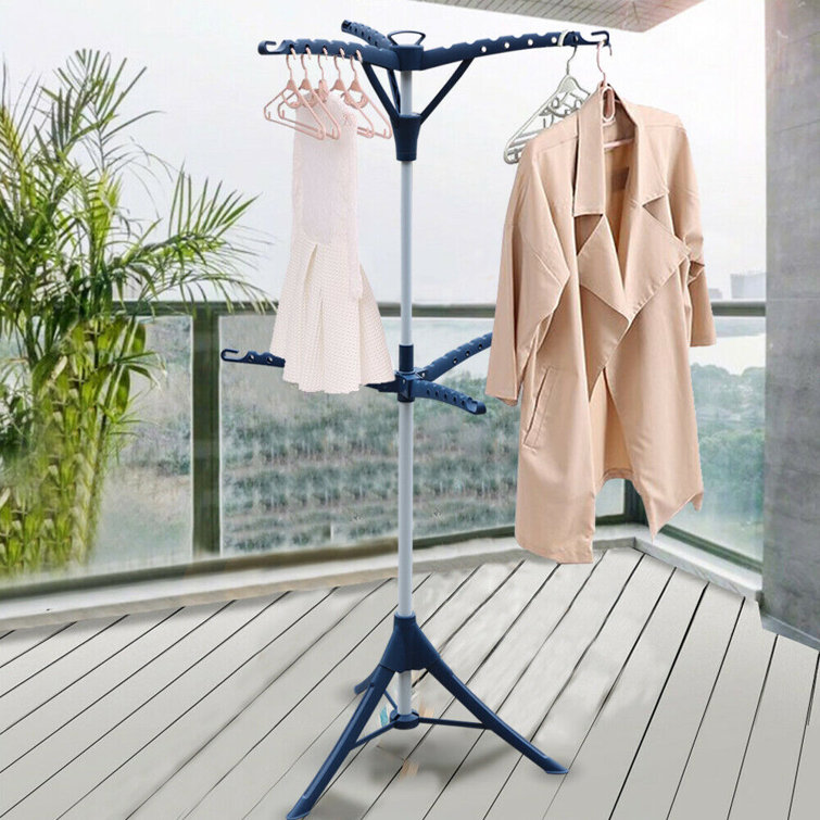 Rebrilliant 2Tier Clothes Drying Rack Tripod, Folding Clothes Hanger. Wayfair